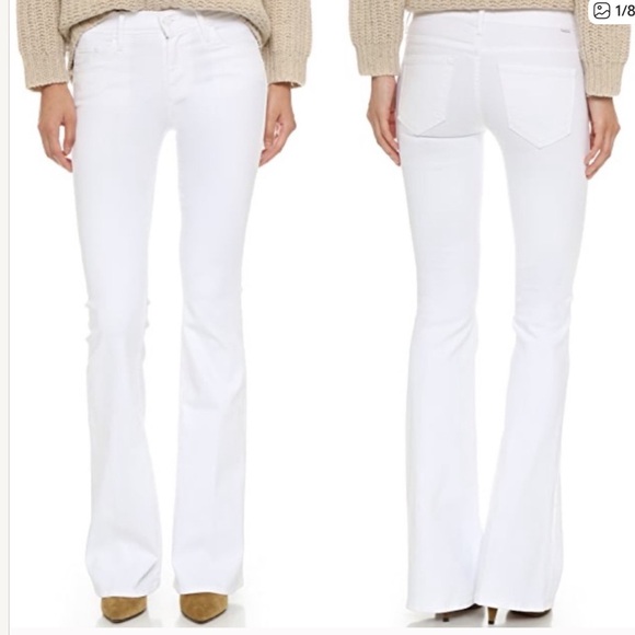 Mother The Cruiser Low Rise Bright White Stretch Cotton Flare Jeans Size 28 - Picture 1 of 11